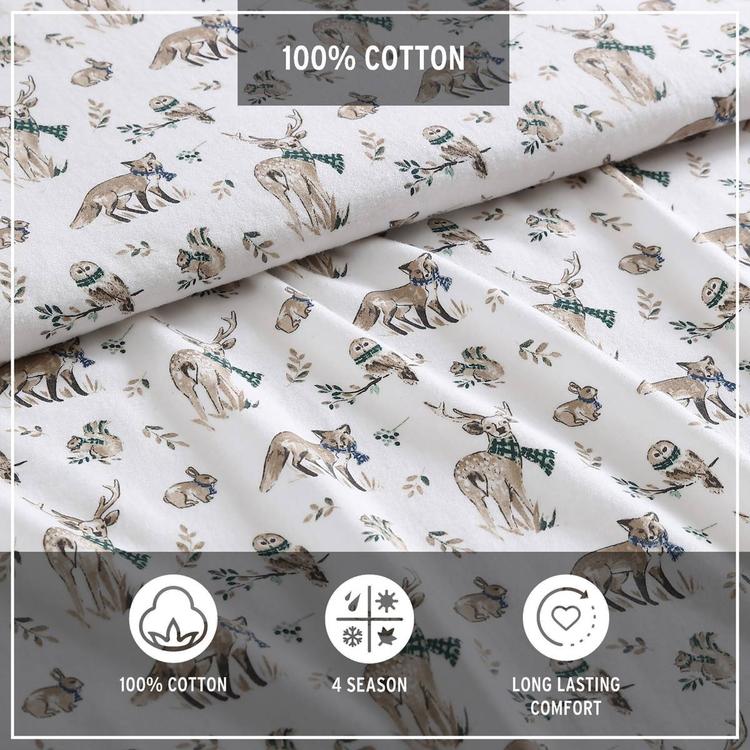 Eddie Bauer Woodland Friends Cotton Flannel Sheet Set