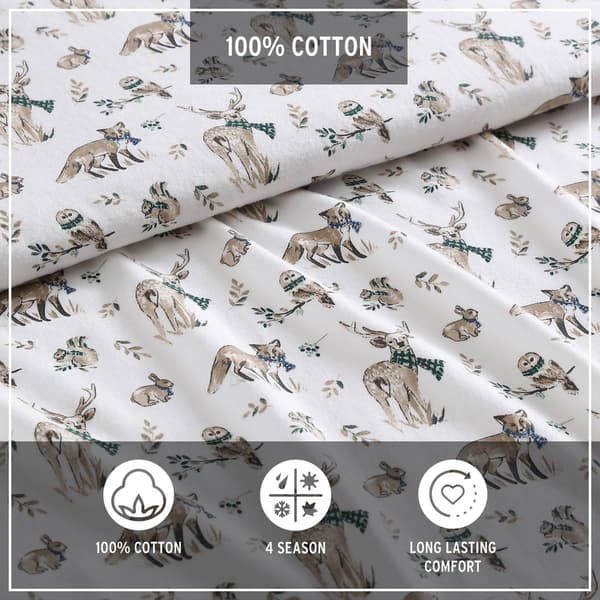 Eddie Bauer Woodland Friends Cotton Flannel Sheet Set