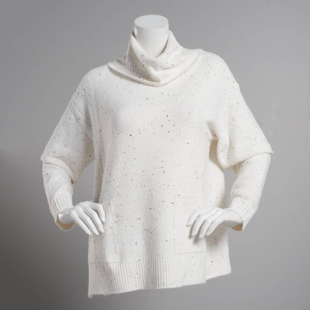Petites Chloe &amp; Jasmine Long Sleeve Fleck 2 Pocket Turtleneck Top