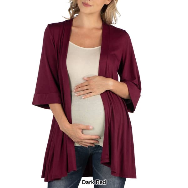 Plus Size 24/7 Comfort Apparel Open Front Maternity Cardigan