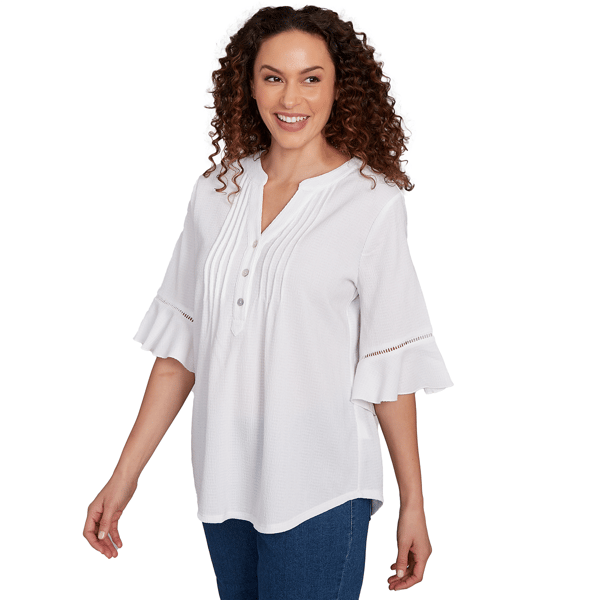Womens Ruby Rd. Paradise Cove Solid Puckered Top