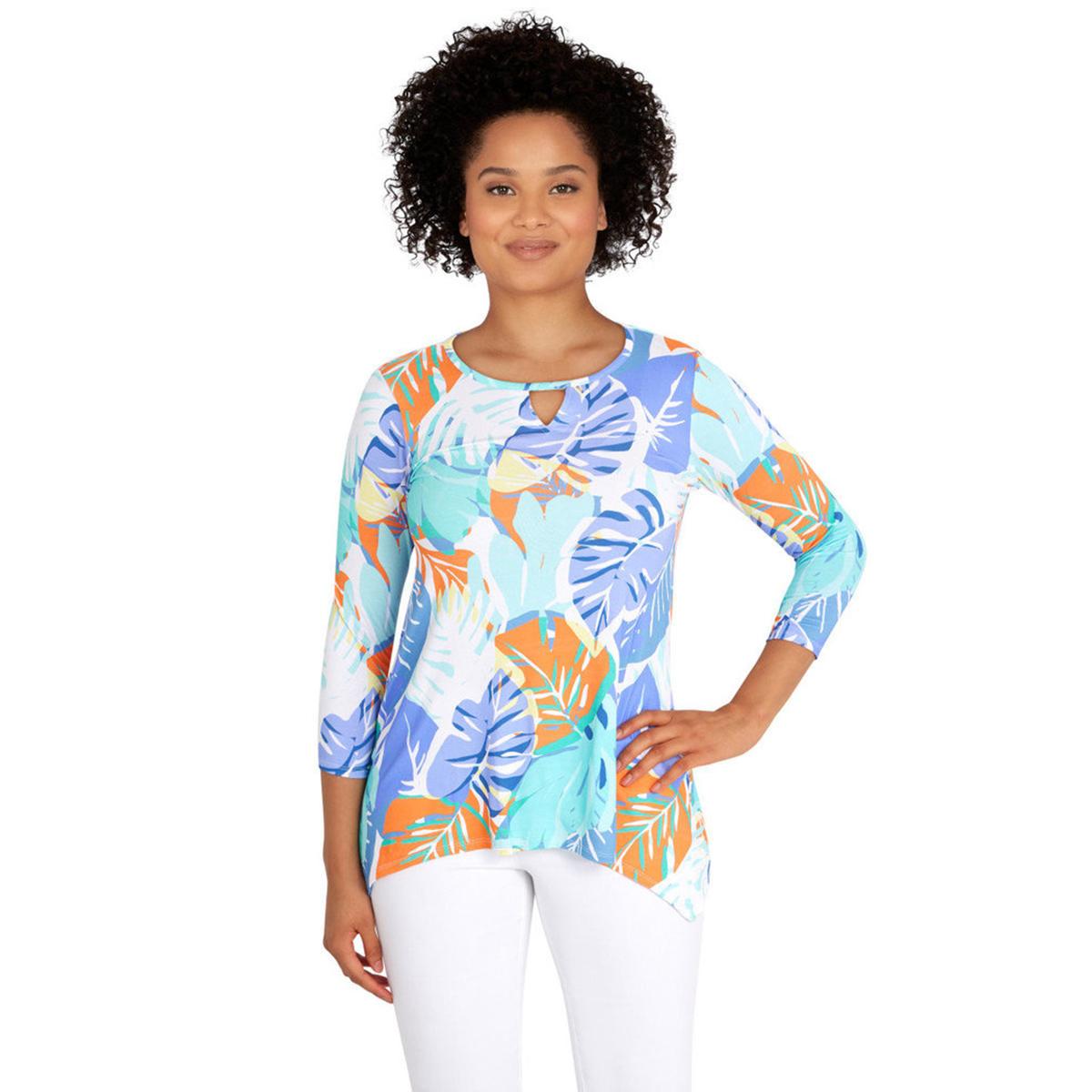 Plus Size Ruby Rd. Botanical Gardens Graphic Tropical Blouse