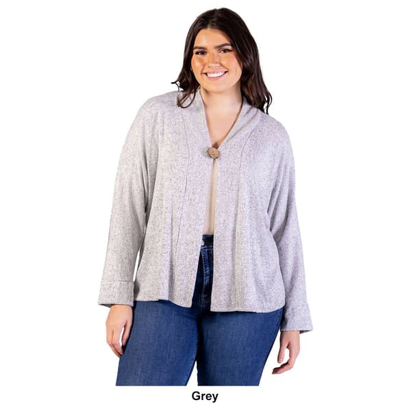 Plus Size 24/7 Comfort Apparel Single Button Front Cardigan