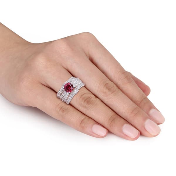 Gemstone Classics&#8482; Lab Created Ruby & White Sapphire Bridal Set