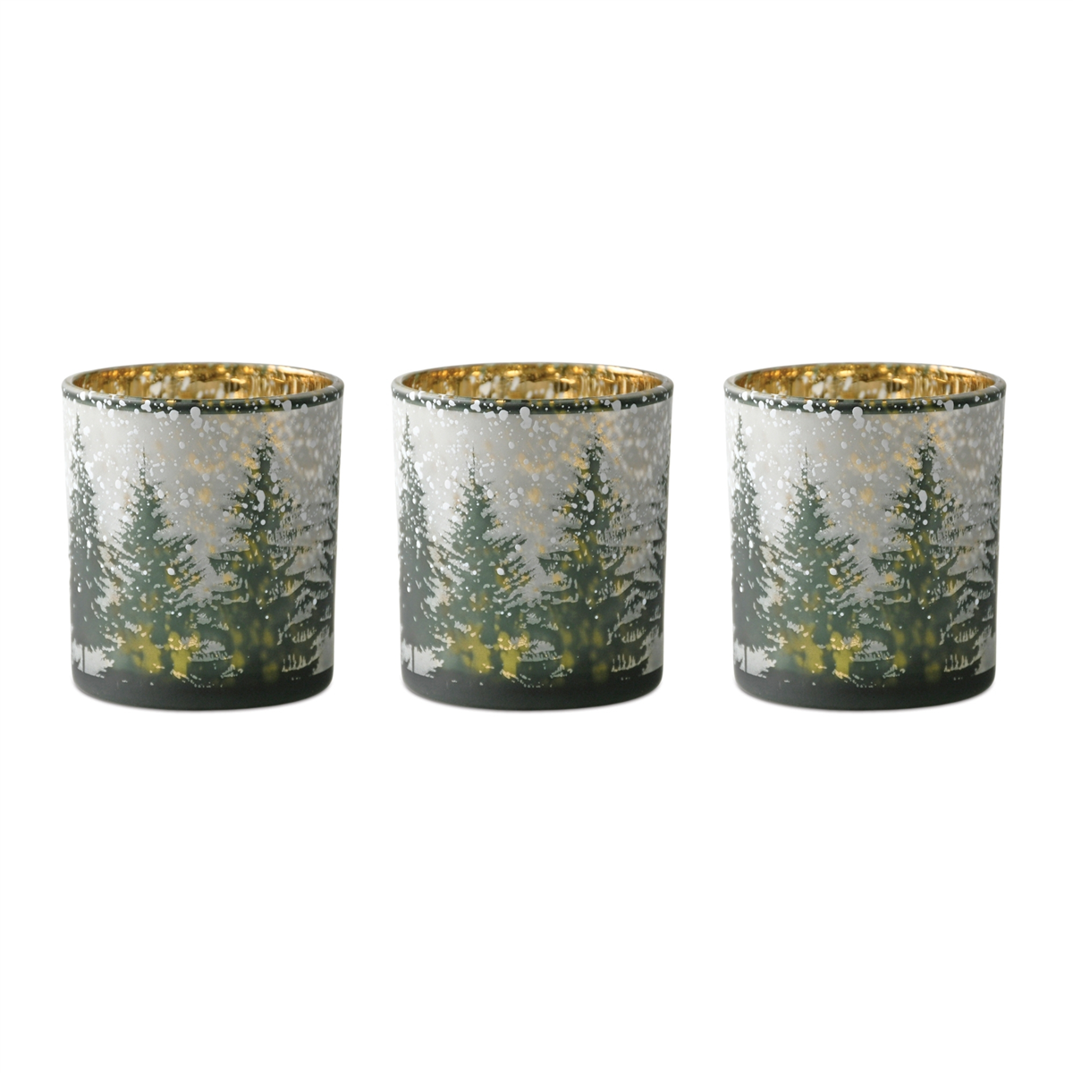 Melrose Frosted Pine Mercury Glass Candle Holder - Set of 3