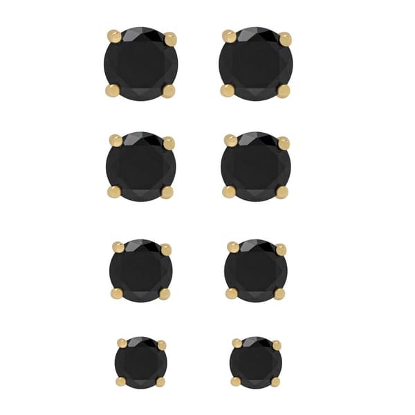 4pc. Gold Plated Stud Earrings Set - image 