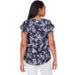 Plus Size Emalne Delphi Short Sleeve Rose Print Blouse - image 2