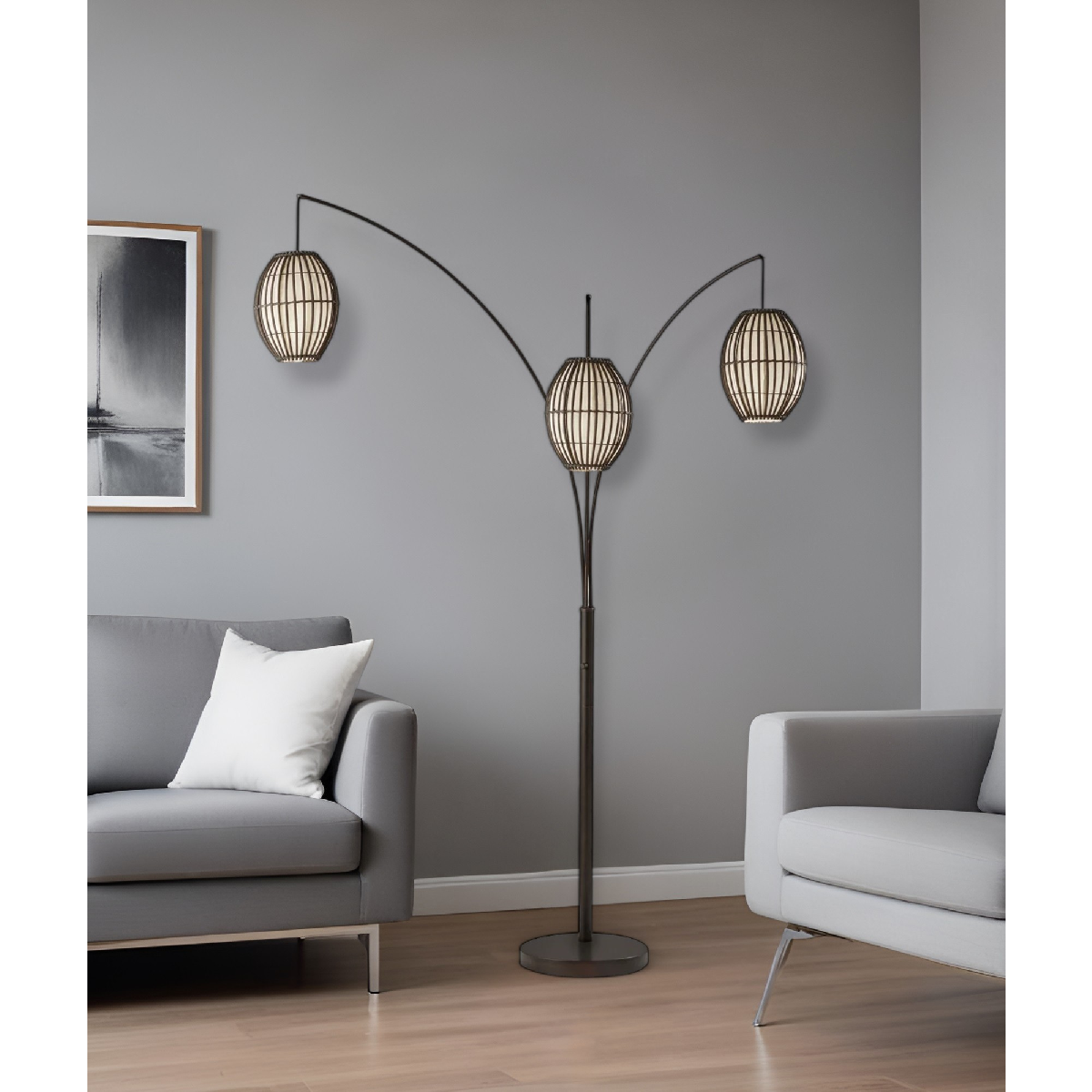 HomeRoots 82in. Bronze Three Light Tree Floor Lamp