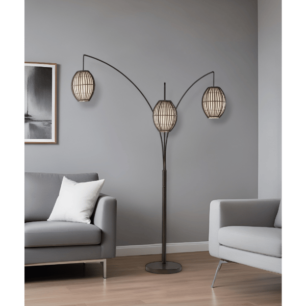 HomeRoots 82in. Bronze Three Light Tree Floor Lamp