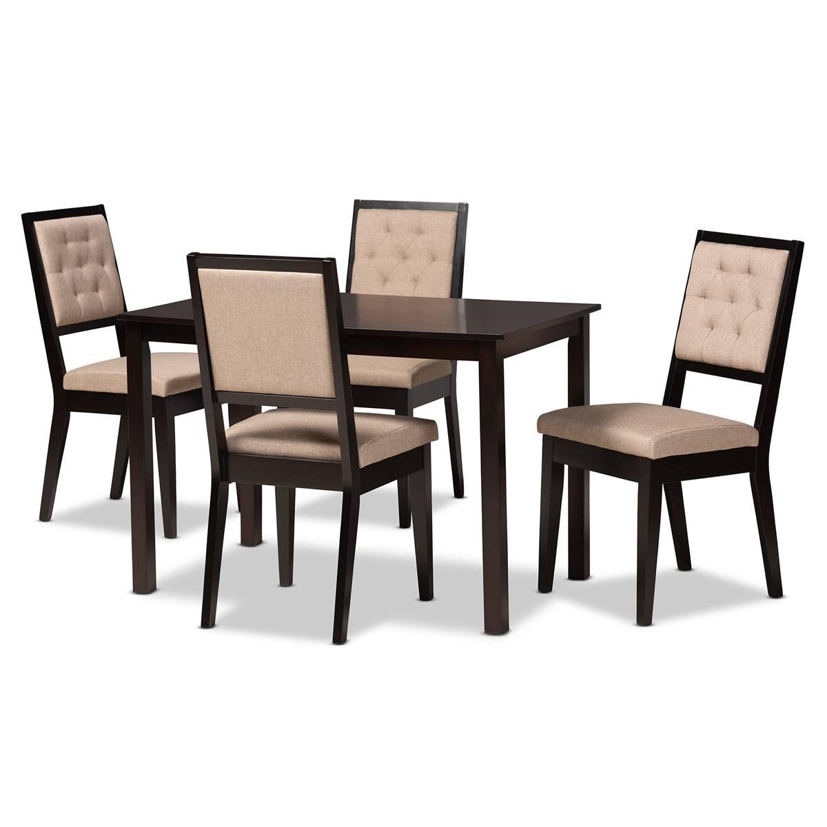 Baxton Studio Suvi Modern Dark Brown Wood 5pc. Dining Set