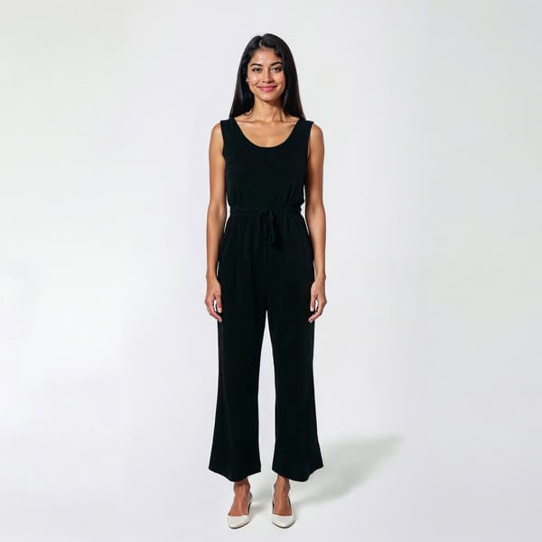 Juniors No Comment French Terry Elastic Waist Jumpsuit
