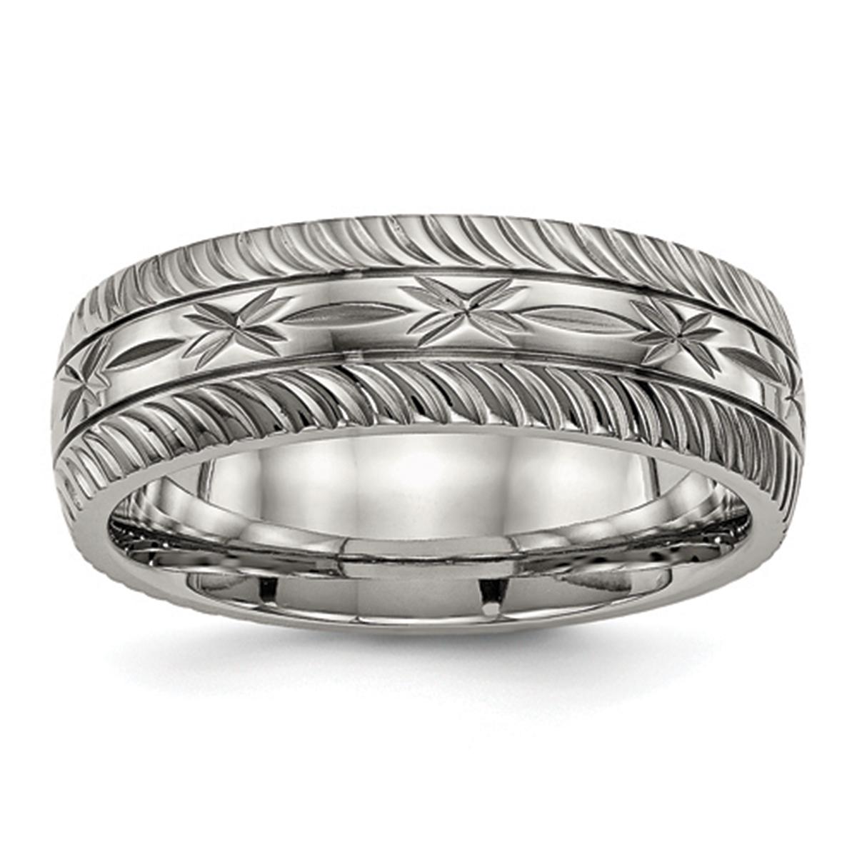 Mens Endless Affection™ 7mm Titanium Polished Diamond Cut...