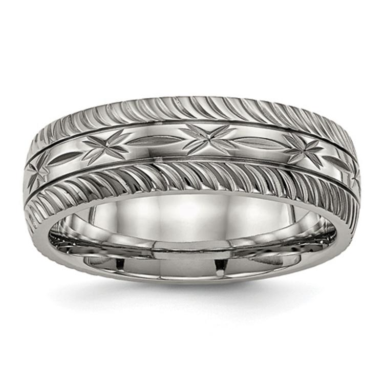 Mens Endless Affection(tm) 7mm Titanium Polished Diamond Cut Band