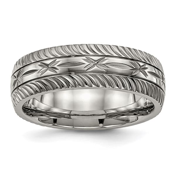 Mens Endless Affection(tm) 7mm Titanium Polished Diamond Cut Band - image 