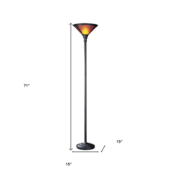 HomeRoots 71in. Rusted Torchiere Brown Dome Shade Floor Lamp