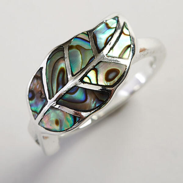 Marsala Silver Ring with Paua Shell Leaf - image 