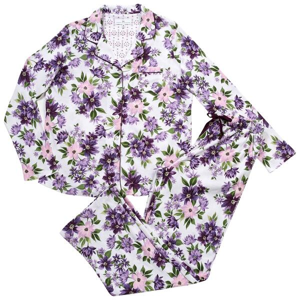 Womens Karen Neuburger Long Sleeve Floral Notch Collar Pajama - image 