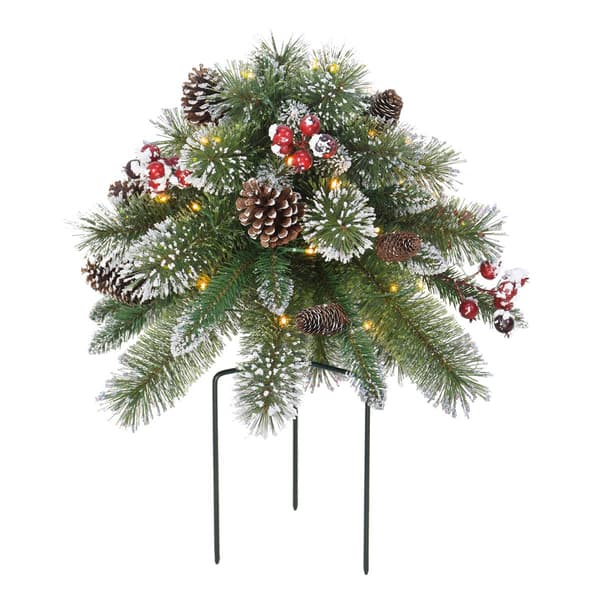 Puleo International 18in. Pine Cones & Berry Pre-Lit Urn Filler - image 