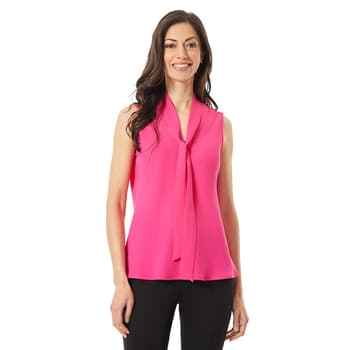 Tops Plus Size Kasper Dot Printed V-Neck Knot Front Sleeveless