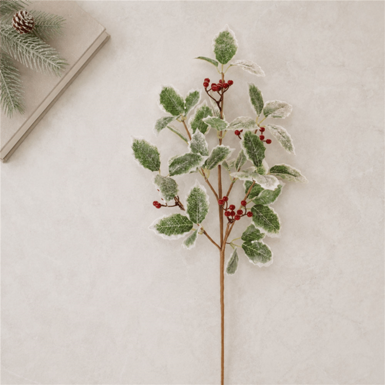 Melrose Holly Leaf & Berry Spray - Set of 2