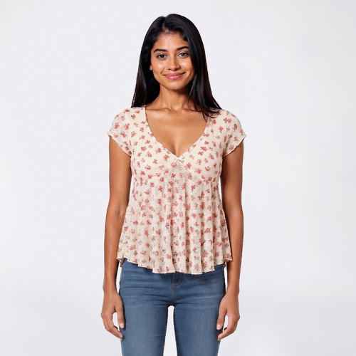 Juniors Madden Girl Floral Lace Sweetheart Cap Sleeve Top - image 