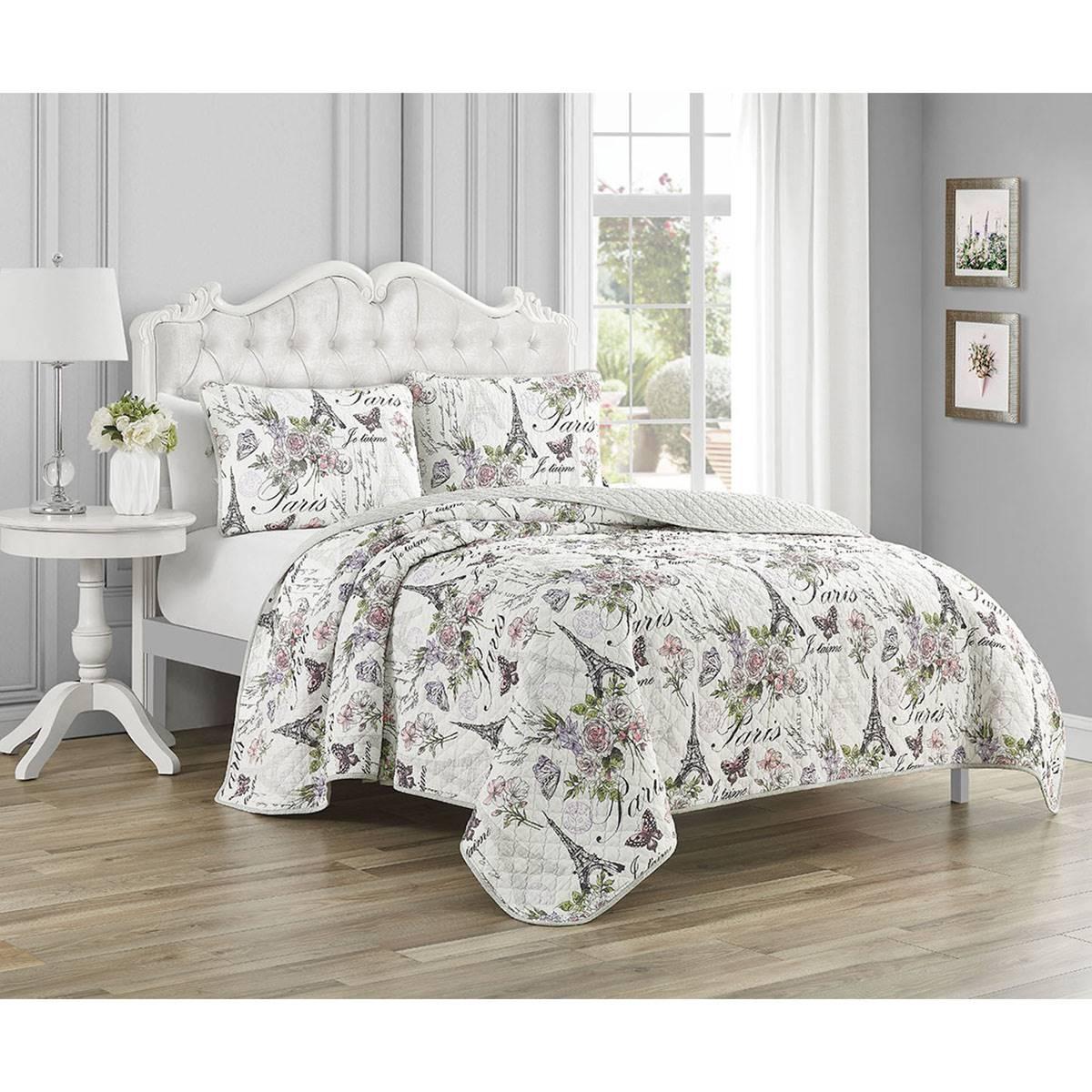 Cedar Court Paris Floral Quilt Bedding Set