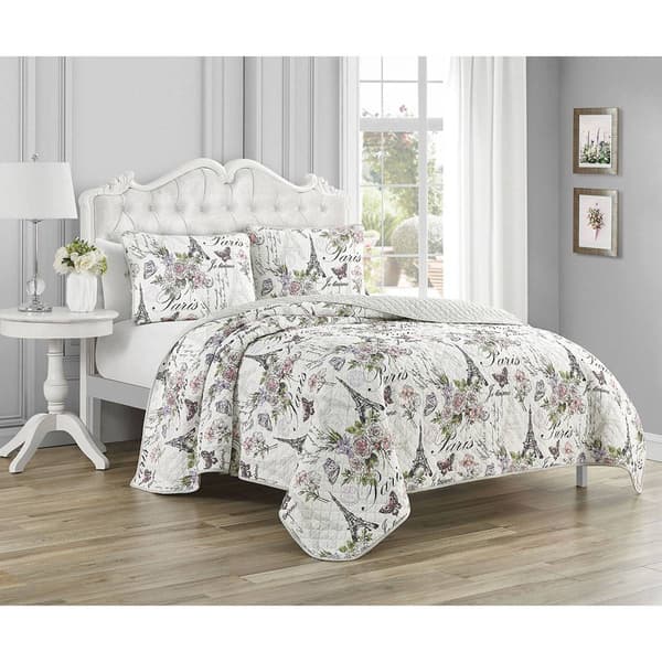 Cedar Court Paris Floral Quilt Bedding Set