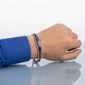 Mens Iron Saints Silver Blue Bead Box Chain Layered Bracelets - image 2