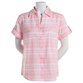 Womens Hasting & Smith Short Sleeve Plaid DobbyTop-Orchid Pink