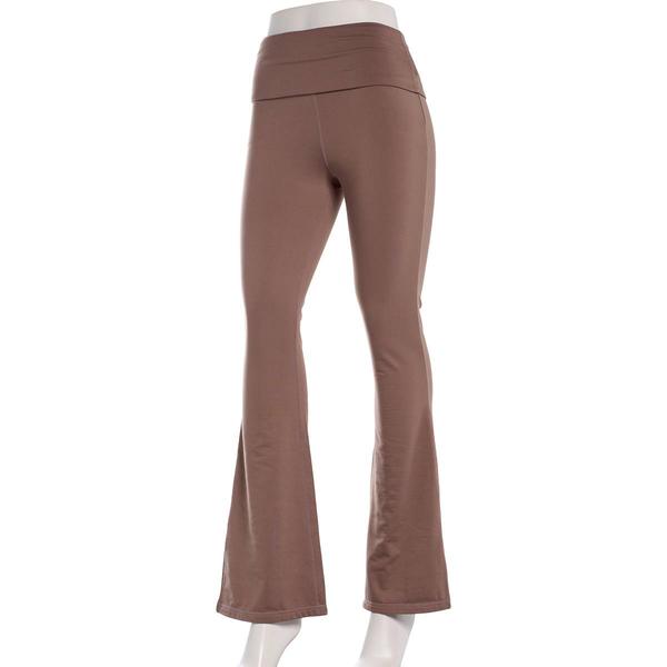 Juniors No Coment Fleece Back Fold Over Waist Flare Leggings - image 