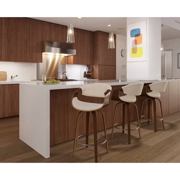 LumiSource Curvini Mid-Century Modern Counter Stools - Set of 2