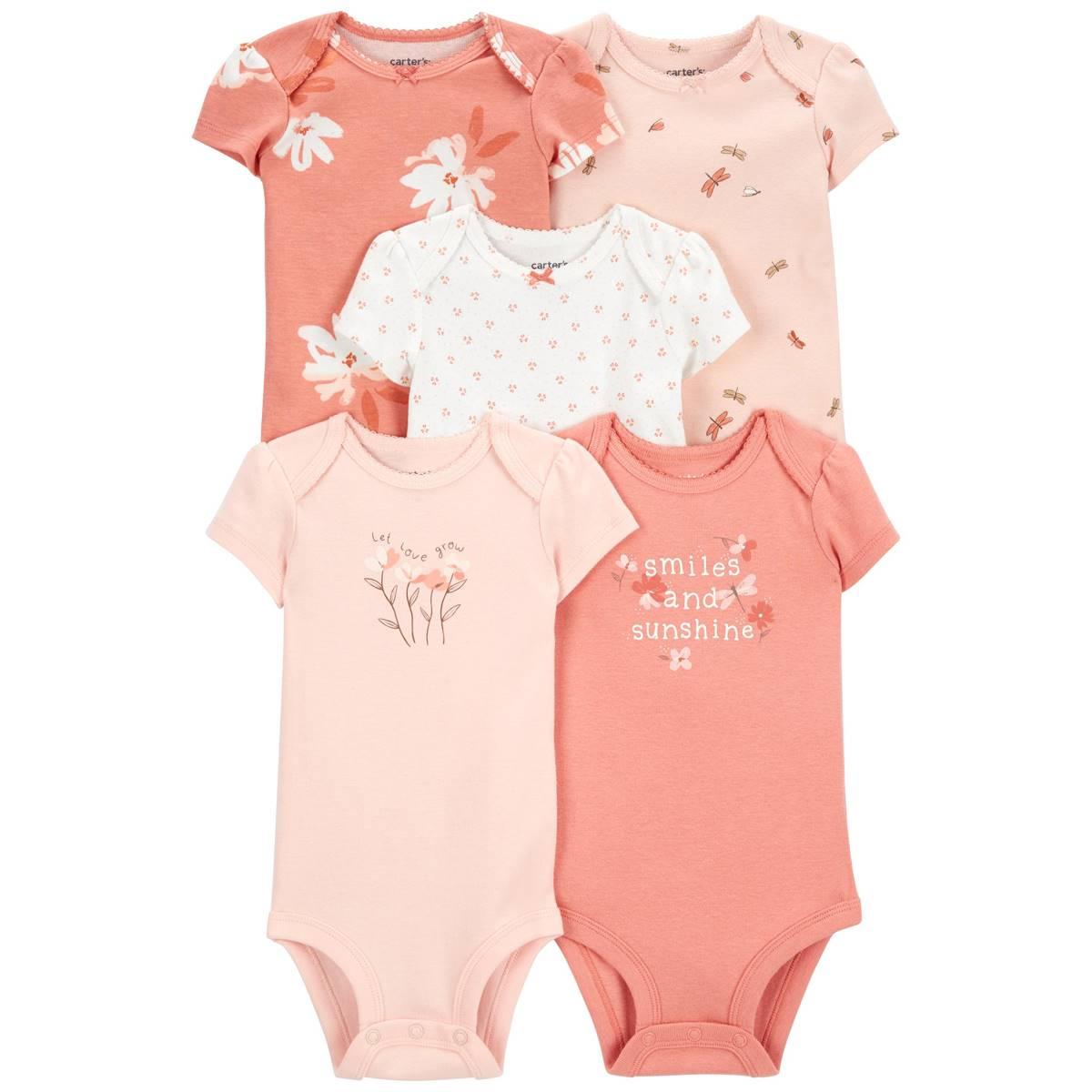 Baby Girl (NB-24M) Carter’s® 5pk. Love & Smiles Bodysuits