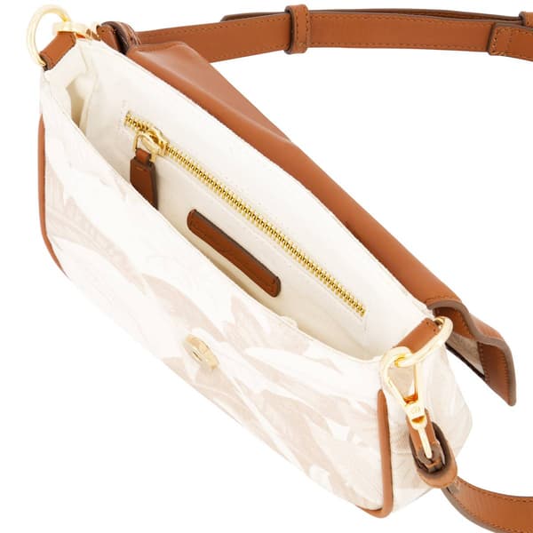 Tommy Bahama Leather Trim Floral Crossbody Flap