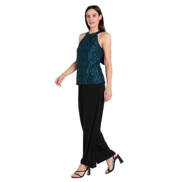 Petite R&M Richards Sleeveless Lace Halter Neck Jumpsuit