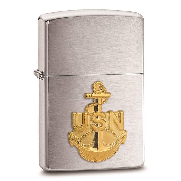 Zippo U.S. Navy Anchor Emblem Chrome Lighter - image 