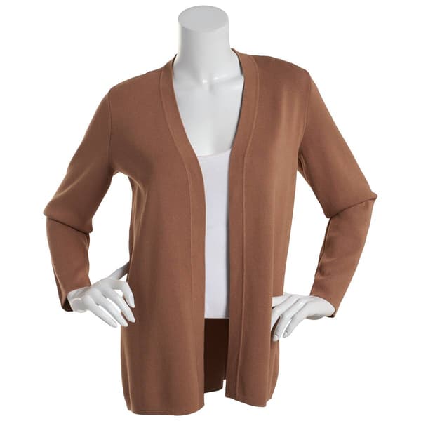 Womens Anne Klein Long Sleeve Newport Solid Open Knit Cardigan