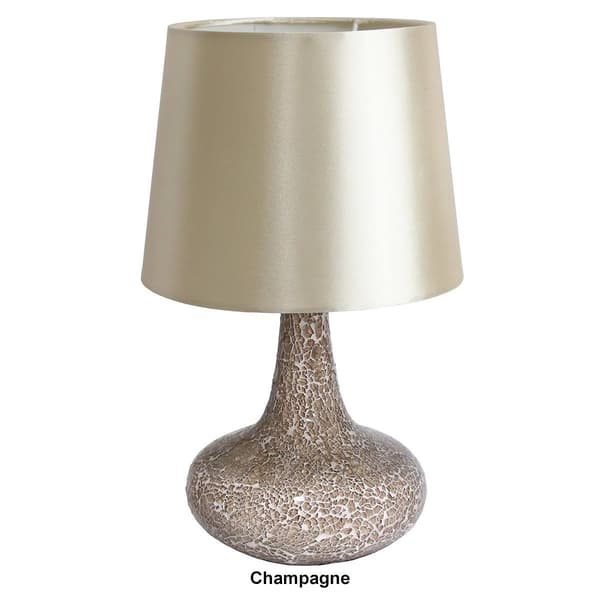 Simple Designs Mosaic Tiled Glass Genie Table Lamp w/Fabric Shade