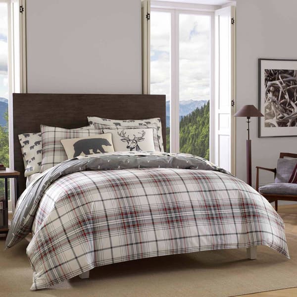 Eddie Bauer Alder Plaid 180 Thread Count Duvet Cover Set - image 