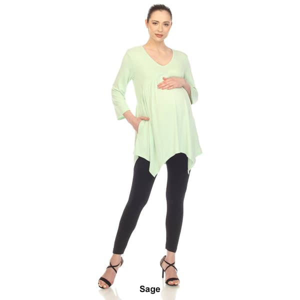 Plus Size White Mark Maternity Empire Waist V-Neck Tunic Top