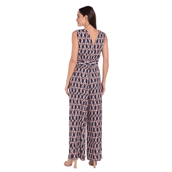 Women R&M Richards Daytime Eleastic & Tie Waist Crepon Jumpsuit