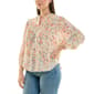 Womens Zac & Rachel 3/4 Sleeve Ditsy Floral Crepe Blouse - image 3
