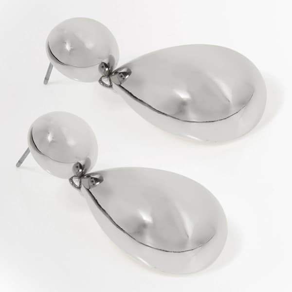 Steve Madden Silver Puffy Teardrop Drop Earrings