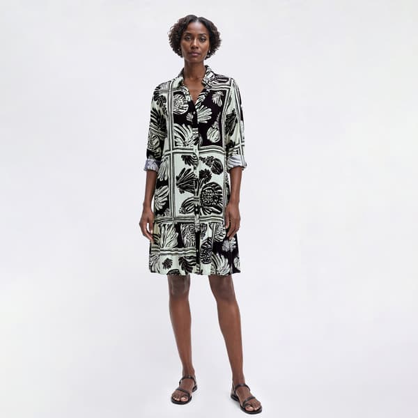 Womens Mlle Gabrielle Long Sleeve Coastal Ruffle Hem Shirtdress - image 