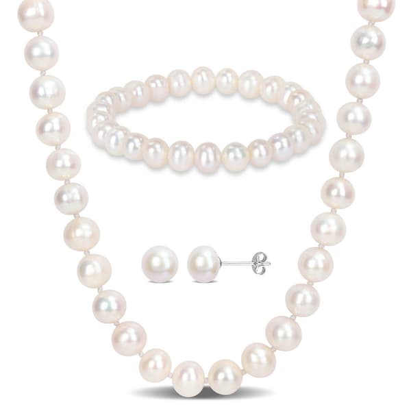 Gemstone Classics(tm) Freshwater Cultured Pearl 3pc. Necklace Set