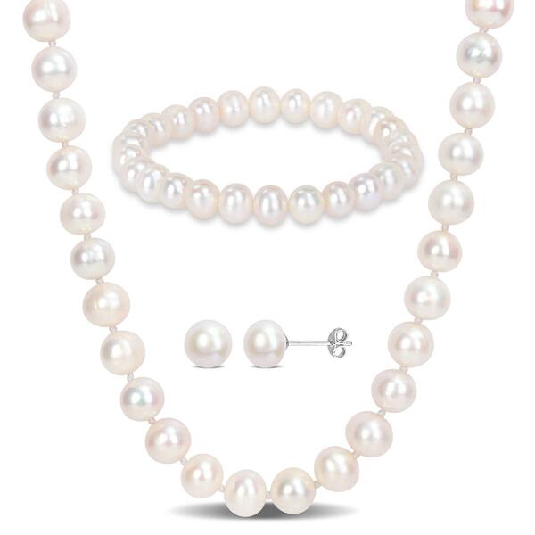 Gemstone Classics&#40;tm&#41; Freshwater Cultured Pearl 3pc. Necklace Set - image 