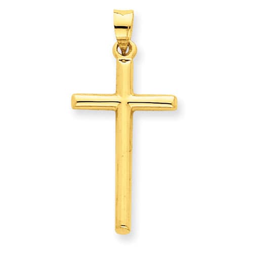Unisex Gold Classics(tm) Polished Hollow Gold Cross Pendant - image 