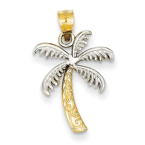 Gold Classics&#40;tm&#41; 14k. & Rhodium Palm Tree Pendant - image 