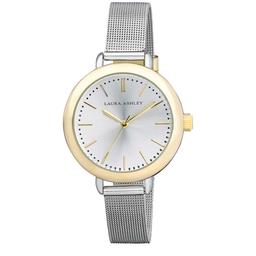 Womens Laura Ashley(R) Two-Tone Mesh Band Classic Watch LA31026TT
