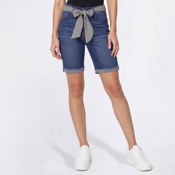 Womens Angels Forever Young Everflex Belted Bermuda Denim Shorts - image 