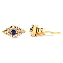 Haus of Brilliance 10kt. Gold Sapphire & Diamond Stud Earrings